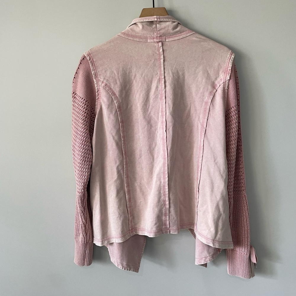 NorthStyle dusty pink stone wash open front knit sleeves moto style jacket XL - Picture 9 of 9
